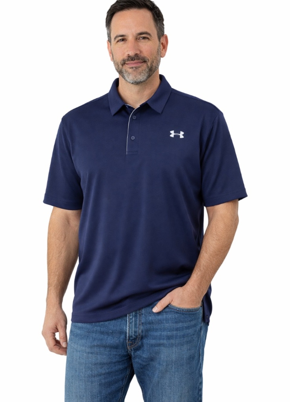 Under Armour Men’s Navy Tech Polo Shirt 3XL Performance Golf Polo HeatGear